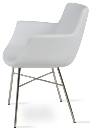 Soho Concept Bottega Arm (Large) Office Chair – Stylish Leatherette Design With Steel Base & 2-year Warranty White  Soho-concept-dining-chair-01210