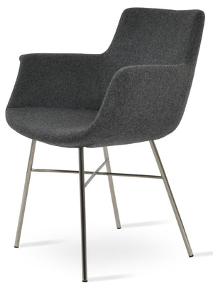 Soho Concept Bottega Arm Large Office Chair - Stylish Chrome Base, Versatile Heights, 10-year Fabric Guarantee! Dark Grey  Soho-concept-dining-chair-01212