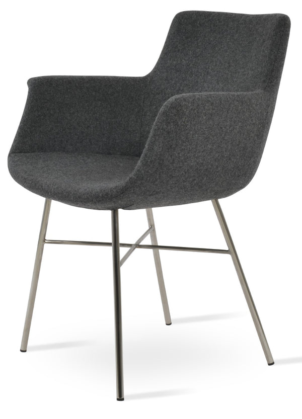 Soho Concept Bottega Arm Large Office Chair - Stylish Chrome Base, Versatile Heights, 10-year Fabric Guarantee! Dark Grey  Soho-concept-dining-chair-01212