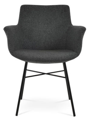 Soho Concept Bottega Arm Large Office Chair - Stylish Chrome Base, Versatile Heights, 10-year Fabric Guarantee! Black,Dark Grey  Soho-concept-dining-chair-01215