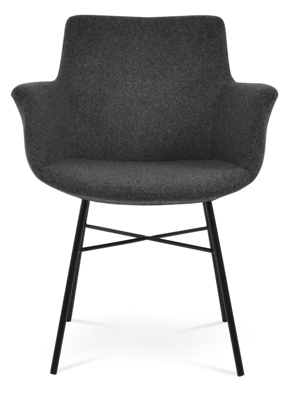 Soho Concept Bottega Arm Large Office Chair - Stylish Chrome Base, Versatile Heights, 10-year Fabric Guarantee! Black,Dark Grey  Soho-concept-dining-chair-01215