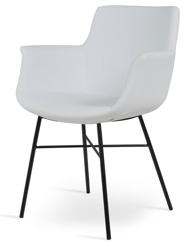 Soho Concept Bottega Arm (Large) Office Chair – Stylish Leatherette Design With Steel Base & 2-year Warranty Black,White  Soho-concept-dining-chair-01221