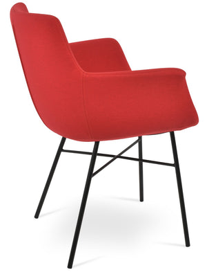 Soho Concept Bottega Arm (Large) Office Chair - Stylish Upholstered Dining Chair With 10-year Guarantee & Comfort Black,Red  Soho-concept-dining-chair-01218