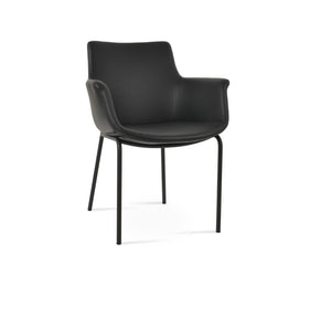 Soho Concept Bottega Arm Office Chair - Stylish Leatherette Dining Chair With Adjustable Heights & 2-year Guarantee Black  Soho-concept-dining-chair-01244