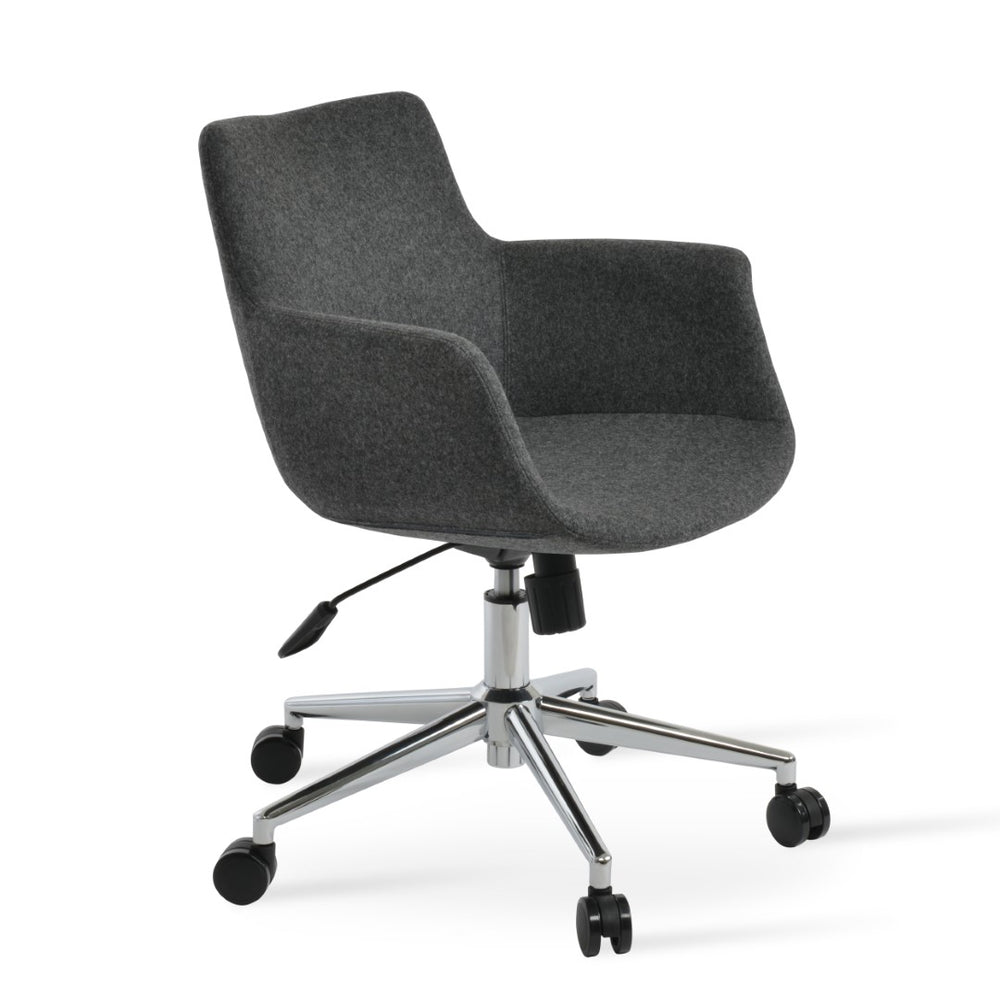 Soho Concept Bottega Arm Large Office Chair In Premium Wool Fabric With 10-year Guarantee & Stylish Finishes Chrome,Dark Grey  Soho-concept-dining-chair-11679