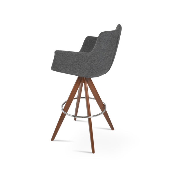 Soho Concept Bottega Arm Barstools & Counterstools - Ergonomic Comfort With 10-year Guarantee, Dark Grey & Walnut Dark Grey,Walnut  Soho-concept-dining-chair-07466