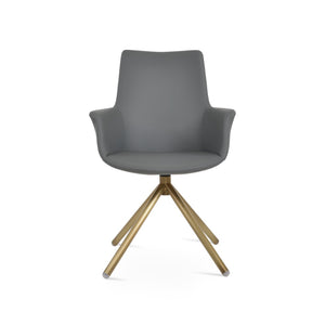 Soho Concept Bottega Arm Office Chair - Stylish Leatherette Dining Chair With Adjustable Heights & 2-year Guarantee Brass,Grey  Soho-concept-dining-chair-01461
