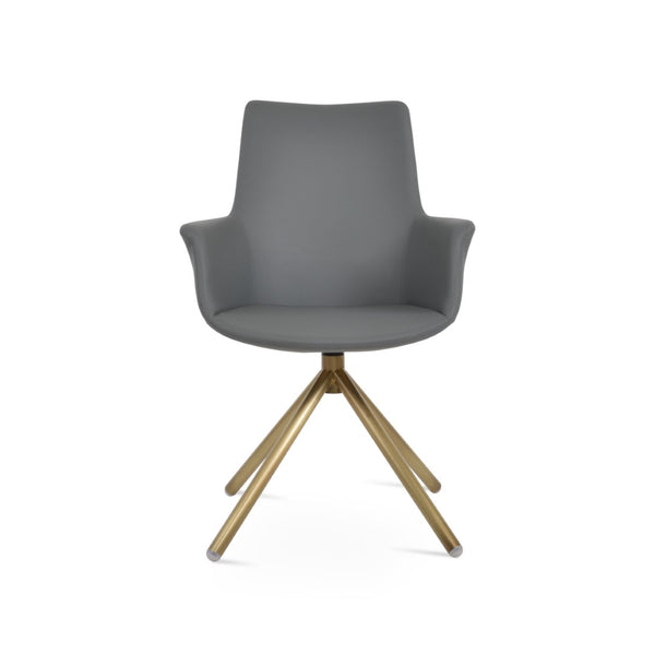 Soho Concept Bottega Arm Office Chair - Stylish Leatherette Dining Chair With Adjustable Heights & 2-year Guarantee Brass,Grey  Soho-concept-dining-chair-01461