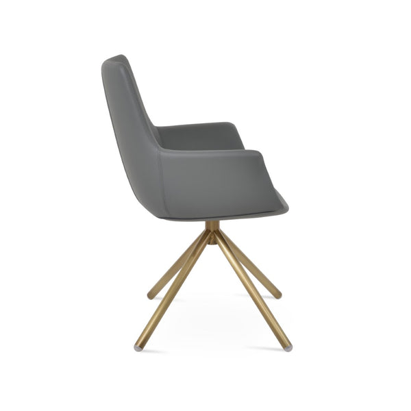 Soho Concept Bottega Arm Office Chair - Stylish Leatherette Dining Chair With Adjustable Heights & 2-year Guarantee Brass,Grey  Soho-concept-dining-chair-01461