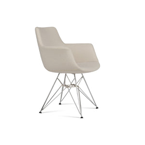 Soho Concept Bottega Arm Office Chair - Stylish Comfort With Adjustable Height, Premium Fabrics & 10-year Warranty Chrome,White  Soho-concept-dining-chair-01499