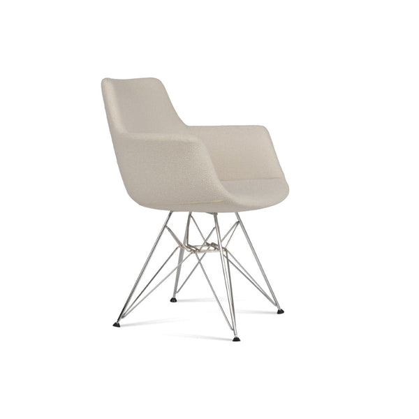 Soho Concept Bottega Arm Office Chair - Stylish Comfort With Adjustable Height, Premium Fabrics & 10-year Warranty Chrome,White  Soho-concept-dining-chair-01499