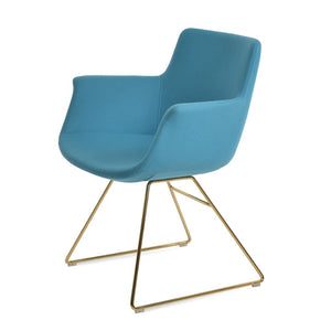Soho Concept Bottega Arm Office Chair - Stylish Adjustable Dining Chair In Wool & Boucle Fabrics, 10-year Warranty Gold,Turquoise  Soho-concept-dining-chair-01510