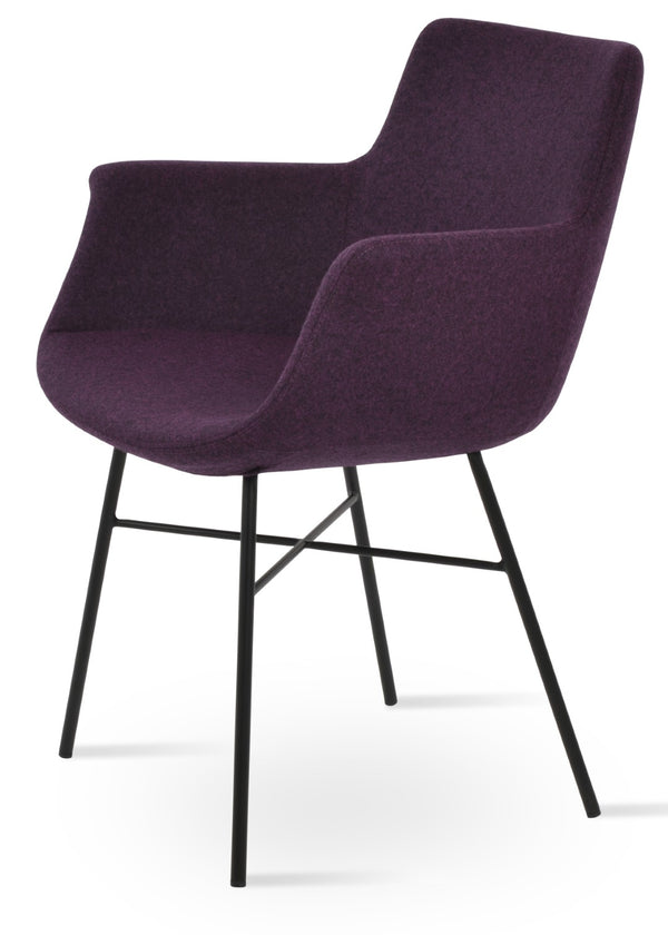 Soho Concept Bottega Arm Large Office Chair - Stylish Chrome Base, Versatile Heights, 10-year Fabric Guarantee! Black  Soho-concept-dining-chair-01224