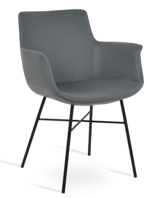Soho Concept Bottega Arm (Large) Office Chair – Stylish Leatherette Design With Steel Base & 2-year Warranty Black,Grey  Soho-concept-dining-chair-01220