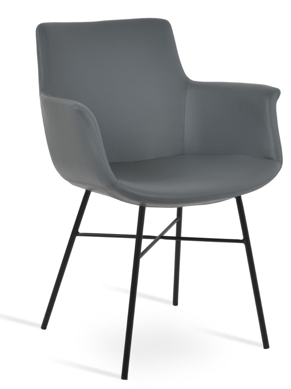 Soho Concept Bottega Arm (Large) Office Chair – Stylish Leatherette Design With Steel Base & 2-year Warranty Black,Grey  Soho-concept-dining-chair-01220