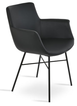 Soho Concept Bottega Arm (Large) Office Chair – Stylish Leatherette Design With Steel Base & 2-year Warranty Black  Soho-concept-dining-chair-01219
