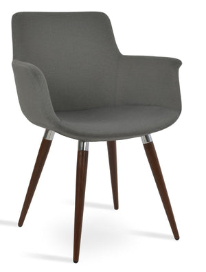Soho Concept Bottega Arm Office Chair - Stylish Comfort With Adjustable Height, Premium Fabrics & 10-year Warranty Walnut,Grey  Soho-concept-dining-chair-01164