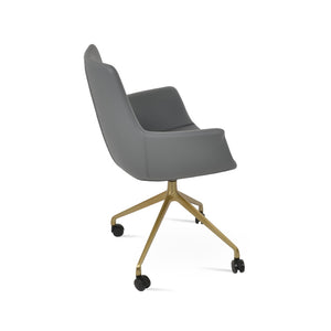 Soho Concept Bottega Arm Office Chair - Stylish Leatherette Dining Chair With Adjustable Heights & 2-year Guarantee Brass,Grey  Soho-concept-dining-chair-01152