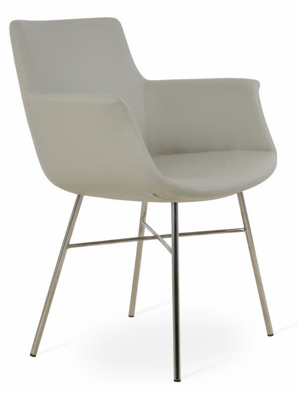 Soho Concept Bottega Cross Armchair Dining Chair - Sleek Leatherette With Stainless Steel Base, 2-year Warranty Light Grey  Soho-concept-dining-chair-01533