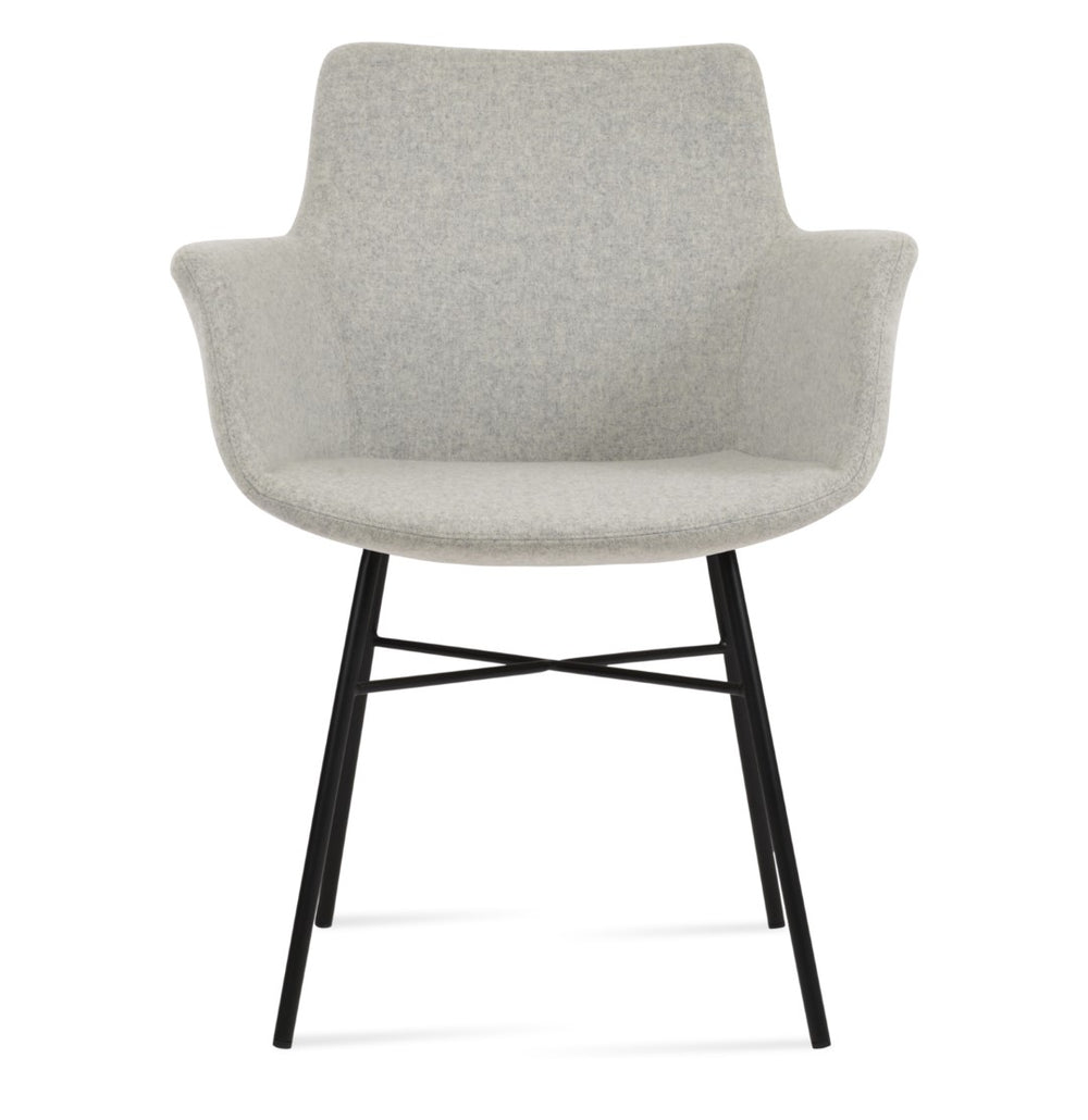 Soho Concept Bottega Cross Armchair Dining Chair - Premium Wool & Boucle Fabric, Stylish Design, 10-year Warranty Chrome,Orange  Soho-concept-dining-chair-01539
