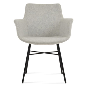 Soho Concept Bottega Cross Armchair Dining Chair - Premium Wool & Boucle Fabric, Stylish Design, 10-year Warranty Black,Silver  Soho-concept-dining-chair-01534