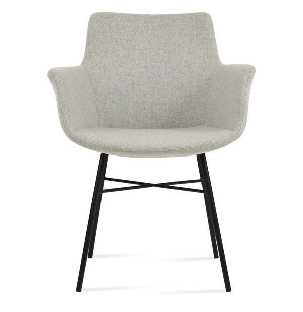 Soho Concept Bottega Cross Armchair Dining Chair - Premium Wool & Boucle Fabric, Stylish Design, 10-year Warranty Black,Silver  Soho-concept-dining-chair-01534