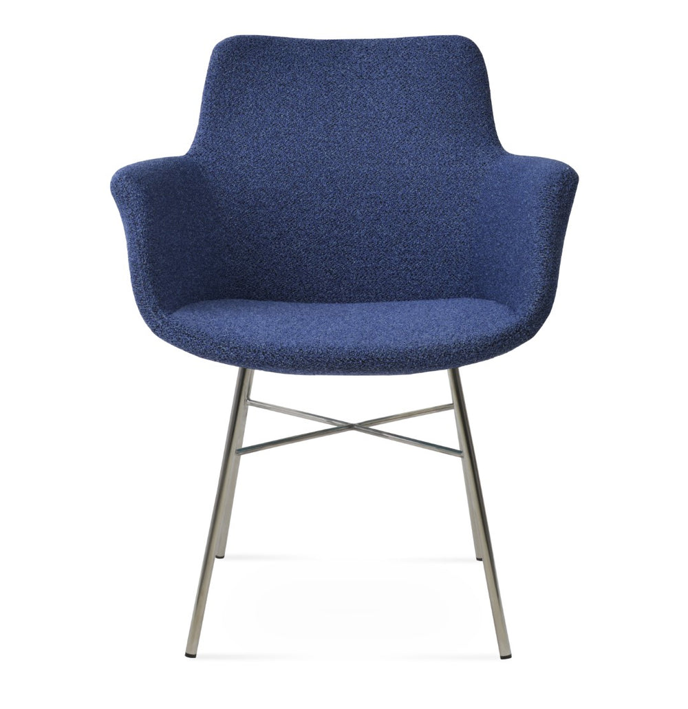 Soho Concept Bottega Cross Armchair Dining Chair - Elegant Camira Yoredale Fabric, 10-year Guarantee, Durable Design Chrome,Blue,Black  Soho-concept-dining-chair-01535