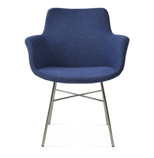 Soho Concept Bottega Cross Armchair Dining Chair - Elegant Camira Yoredale Fabric, 10-year Guarantee, Durable Design Chrome,Blue,Black  Soho-concept-dining-chair-01535