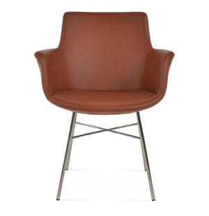 Soho Concept Bottega Cross Armchair Dining Chair - Sleek Leatherette With Stainless Steel Base, 2-year Warranty Chrome  Soho-concept-dining-chair-01537
