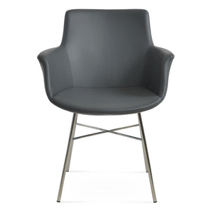 Soho Concept Bottega Cross Armchair Dining Chair - Sleek Leatherette With Stainless Steel Base, 2-year Warranty Chrome,Grey  Soho-concept-dining-chair-01538