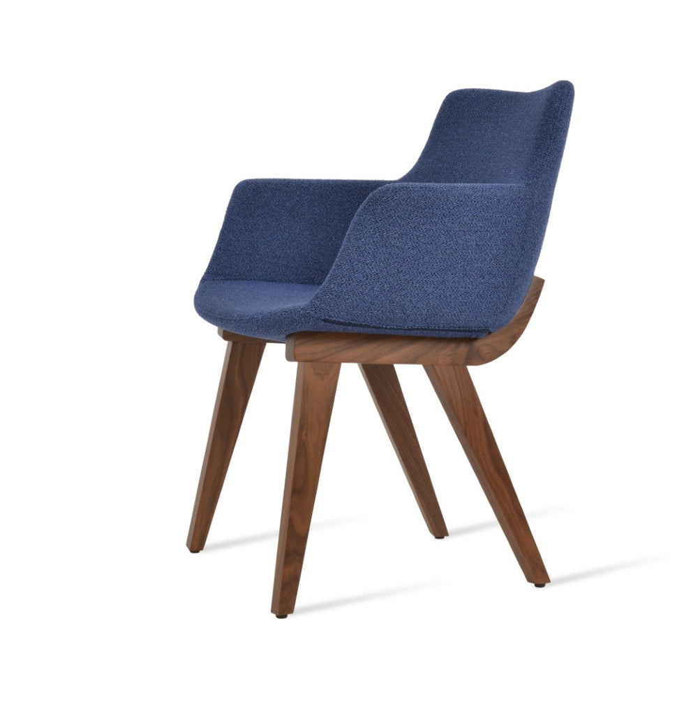 Soho Concept Bottega Hb-wood Armchair: Luxurious Dining Chair In Velvet, Boucle, And Nubuck With 10-year Warranty Walnut,Blue,Black  Soho-concept-dining-chair-01540
