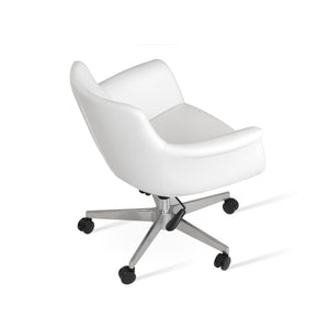 Soho Concept Bottega Lounge Chair With Leatherette Finish - 2 Year Guarantee, Soft Chrome Frame, Elegant White Chrome,White  Soho-concept-dining-chair-11694