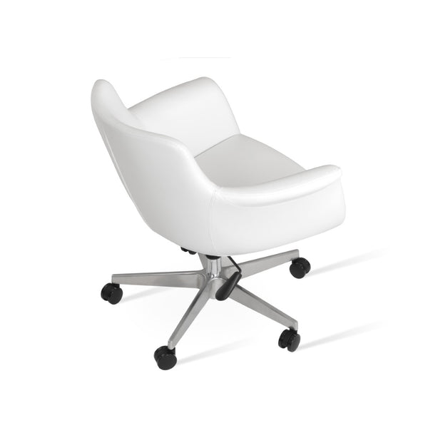 Soho Concept Bottega Lounge Chair With Leatherette Finish - 2 Year Guarantee, Soft Chrome Frame, Elegant White Chrome,White  Soho-concept-dining-chair-11694
