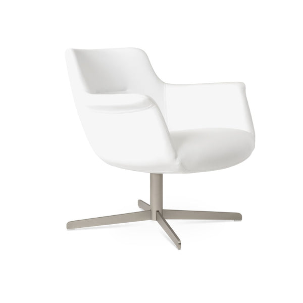 Soho Concept Bottega Lounge Chair With Leatherette Finish - 2 Year Guarantee, Soft Chrome Frame, Elegant White White  Soho-concept-dining-chair-12943