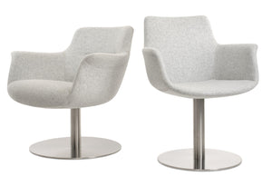 Soho Concept Bottega Lounge Chair Swivel Round - Premium Wool Upholstery, Stylish Design, 10-year Guarantee Silver  Soho-concept-dining-chair-01541