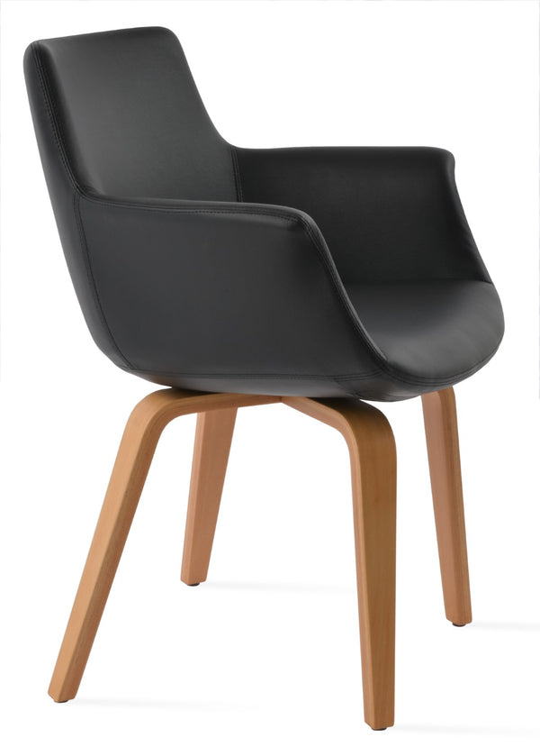 Soho Concept Bottega Plywood Armchair Dining Chair - Stylish Leatherette, Durable Design, 2-year Guarantee, Turkiye Made Natural,Black  Soho-concept-dining-chair-01548