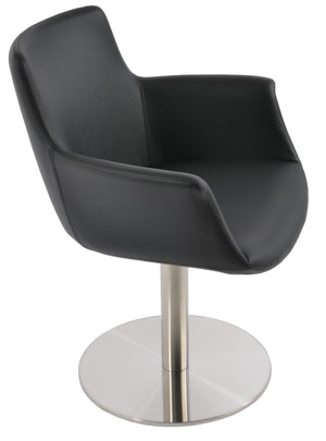 Soho Concept Bottega Round Swivel Dining Armchair - Stylish Soft Black Leatherette Chair With 2-year Guarantee Black  Soho-concept-dining-chair-01556