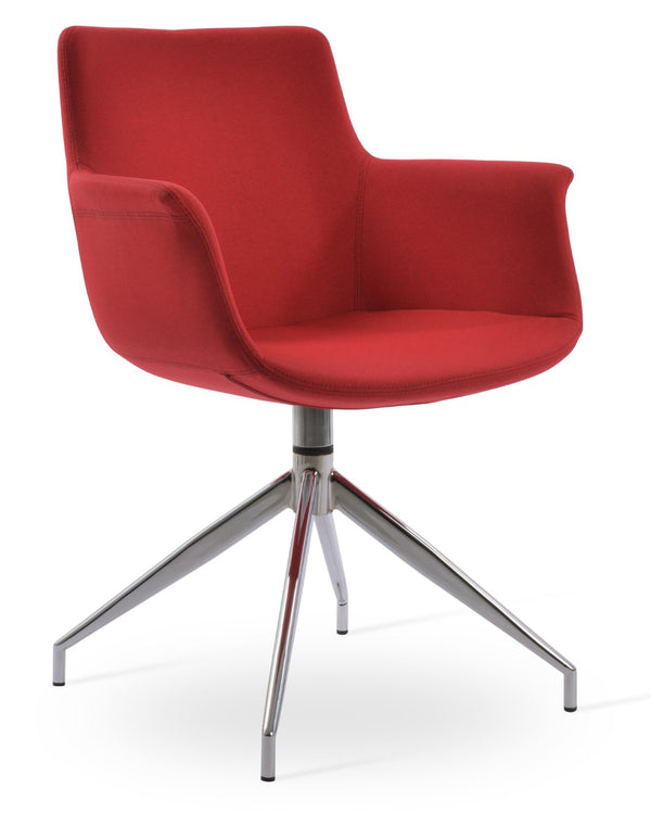 Soho Concept Bottega Spider Swivel Armchair - Luxury Fabrics, Polished Finishes, 10-year Guarantee, Stylish Comfort Chrome,Red  Soho-concept-dining-chair-01562