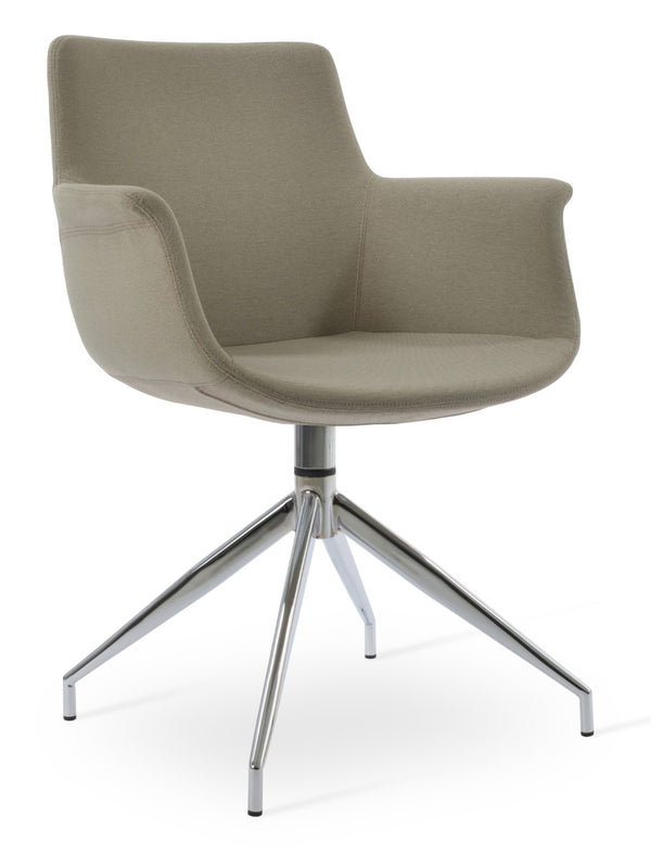 Soho Concept Bottega Spider Swivel Armchair - Luxury Fabrics, Polished Finishes, 10-year Guarantee, Stylish Comfort Chrome,Beige  Soho-concept-dining-chair-01567