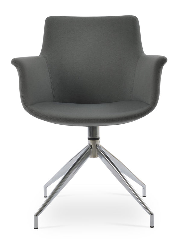 Soho Concept Bottega Spider Swivel Armchair - Luxury Fabrics, Polished Finishes, 10-year Guarantee, Stylish Comfort Chrome,Grey  Soho-concept-dining-chair-01563