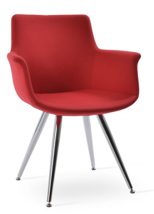 Soho Concept Bottega Star Armchair Dining Chair - Luxurious Upholstery, Steel Base, 10-year Guarantee & Comfort Chrome,Red  Soho-concept-dining-chair-01574
