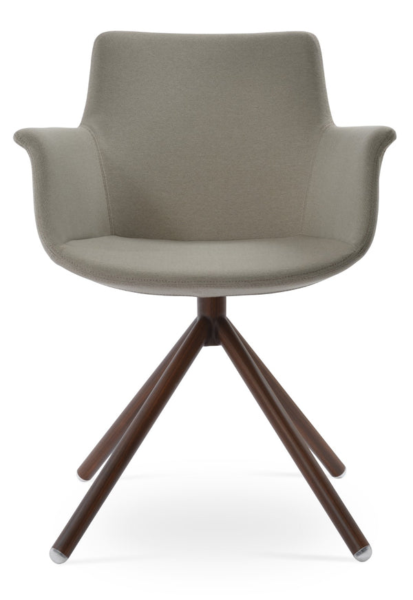 Soho Concept Bottega Stick Swivel Armchair: Stylish Comfort, Custom Upholstery, 10-year Guarantee, Made In Turkiye Walnut,Beige Steel Tube Soho-concept-dining-chair-01585