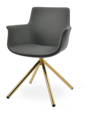 Soho Concept Bottega Stick Swivel Armchair: Stylish Comfort, Custom Upholstery, 10-year Guarantee, Made In Turkiye Gold,Grey Steel Tube Soho-concept-dining-chair-01580