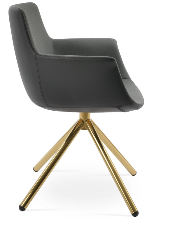 Soho Concept Bottega Stick Swivel Armchair: Stylish Comfort, Custom Upholstery, 10-year Guarantee, Made In Turkiye Gold,Grey Steel Tube Soho-concept-dining-chair-01580