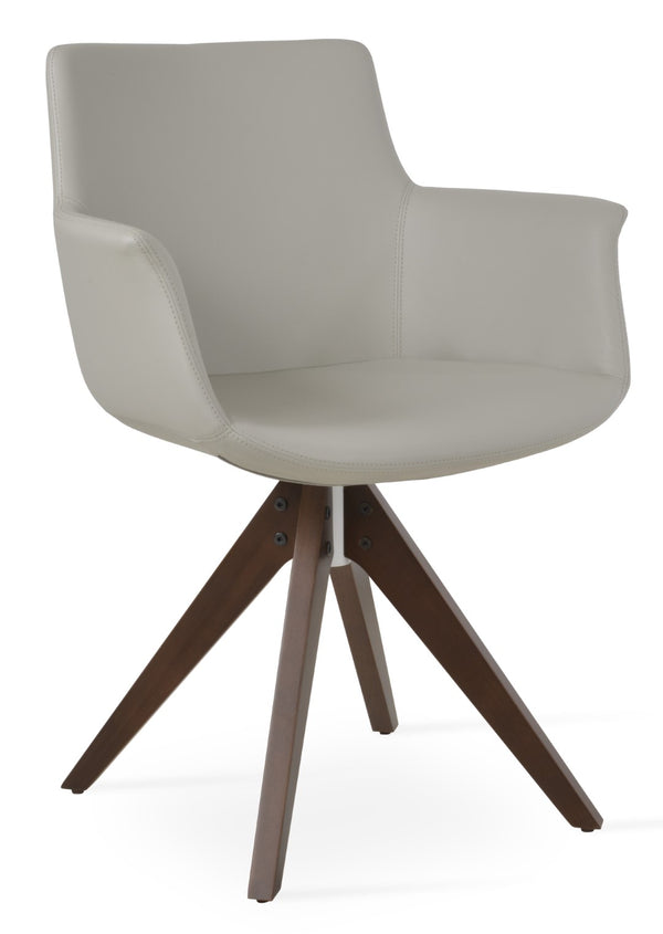 Soho Concept Bottega Pyramid Swivel Chair - Stylish Ergonomic Design In Soft Leatherette With 2-year Guarantee! Walnut,Light Grey  Soho-concept-dining-chair-01589