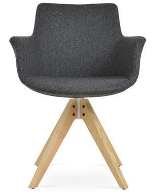 Soho Concept Bottega X-wood Dining Armchair - Premium Camira Wool, Solid Wood Base, 10-year Guarantee, Stylish Comfort Ash,Natural,Dark Grey  Soho-concept-dining-chair-01588