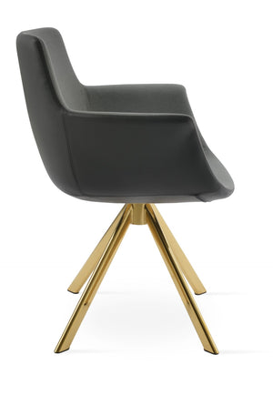 Soho Concept Bottega Sword Swivel Armchair - Stylish Dining Chair In Premium Fabrics With 10-year Guarantee! Gold,Grey  Soho-concept-dining-chair-01592