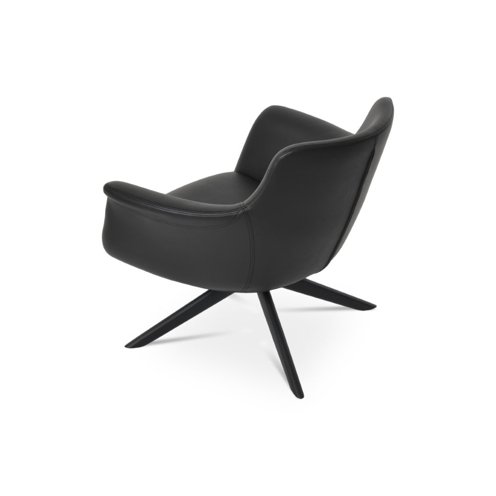 Soho Concept Bottega Sword Lounge Chair - Stylish Swivel Design, Soft Leatherette, 2-year Guarantee, Walnut Finish Black  Soho-concept-dining-chair-12963