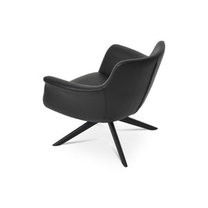 Soho Concept Bottega Sword Lounge Chair - Stylish Swivel Design, Soft Leatherette, 2-year Guarantee, Walnut Finish Black  Soho-concept-dining-chair-12963