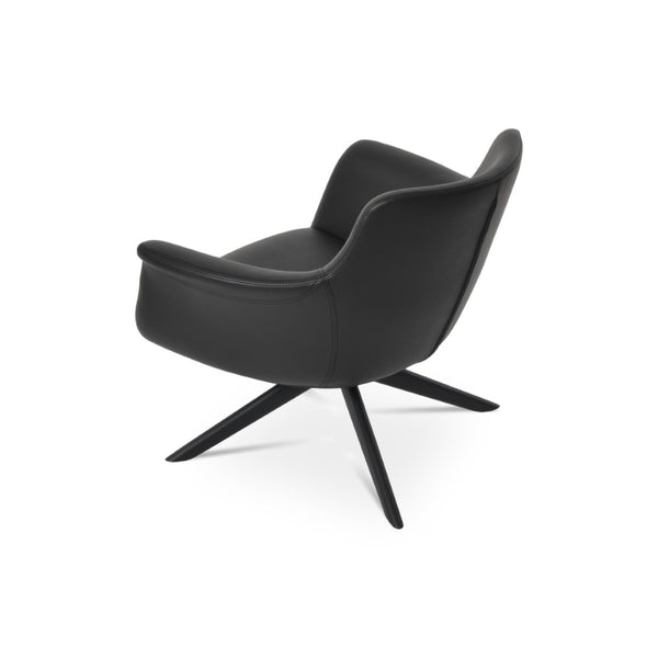 Soho Concept Bottega Sword Lounge Chair - Stylish Swivel Design, Soft Leatherette, 2-year Guarantee, Walnut Finish Black  Soho-concept-dining-chair-12963